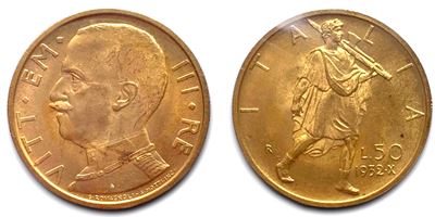 Regno D'italia. Vittorio Emanuele III (1900-1943). 50 Lire 1932. Au