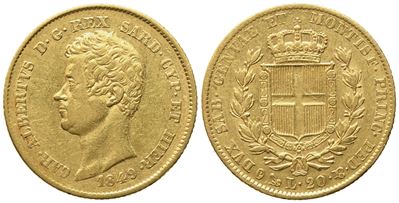 Regno di Sardegna. Genova. Carlo Alberto (1831-1849). 20 Lire 1849. Au (6,41 G; 21 MM)