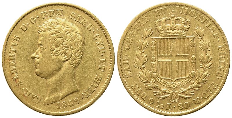 Regno di Sardegna. Genova. Carlo Alberto (1831-1849). 20 Lire 1849. Au (6,41 G; 21 MM)