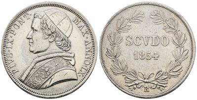 Stato Pontificio. Roma. Pio IX (1846-1870). Scudo 1854. An IX. Pag. 396. Ag. 26,88gr. Colpetto.