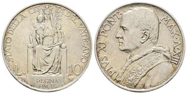 VATICANO. Pio XI (1929-1938). 10 lire 1934. KM# 8. Ag. 10gr.