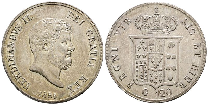 Napoli. Regno delle Due Sicilie. Ferdinando II di Borbone (1830-1859). Piastra da 120 Grana 1856....