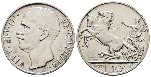 REGNO D'ITALIA. Vittorio Emanuele III (1900-1943). 10 lire 1927. Gig 56* . NC. Ag.10gr.