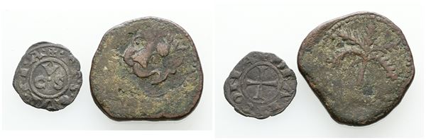 Lotto di 2 monete. Trifollaro di Messina Guglielmo II e Denaro della Repubblica di Ancona. Conservazioni, Metalli e titolo Vari.