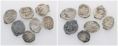 Russia. Ivan IV Vasilievich The Terrible (1533-1584). Lotto di 7 Monete in Argento da 1 Kopeco . ...