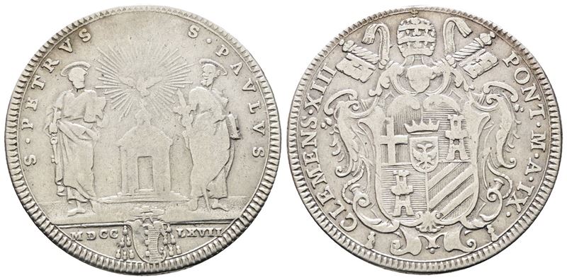 Stato Pontificio. Roma. Clemente XIII (1758-1769). Testone 1767 an.IX. Munt. 14. Ag; 7,73gr. Ex M...