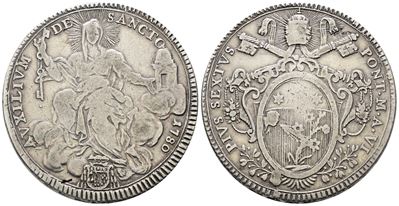 Stato Pontificio. Roma. Pio Vi (1775-1799). Scudo Romano 1780 an.VI. Munt. 17. Ag; 26gr. Montatur...