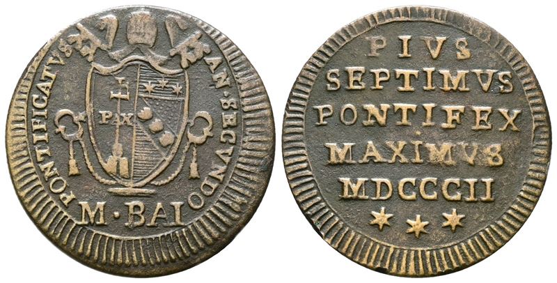 Pio VII, 1/2 Baiocco 1802, An. III - Stato Pontificio, Roma