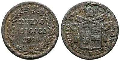 Gregorio XVI, 1/2 Baiocco 1844, Stato Pontificio, Bologna
