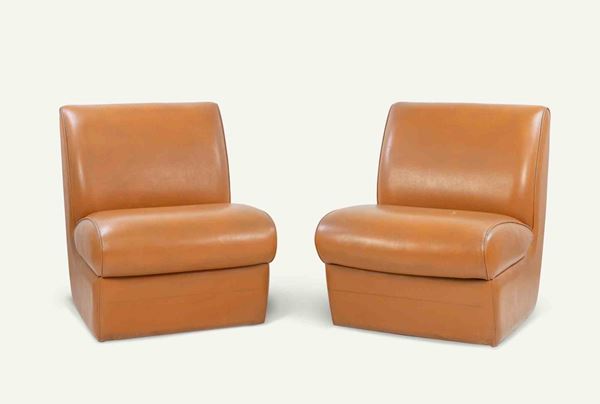 Set of 2 Vintage Vinyl Leather Armchairs