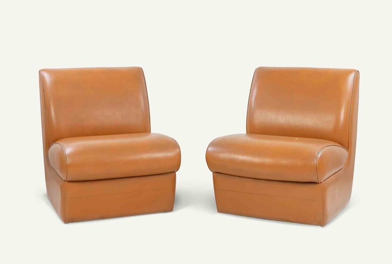 Set di 2 Poltrone in Pelle Vinilica Vintage