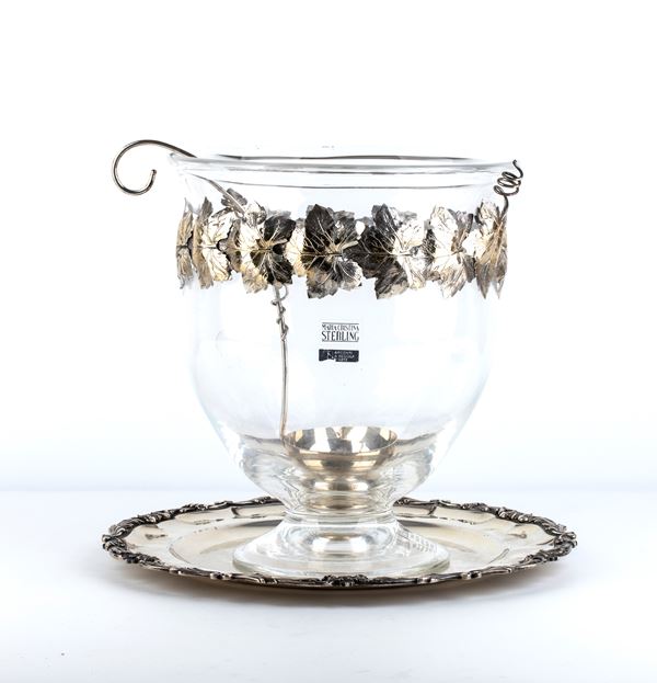 Glass vase with solid silver tray