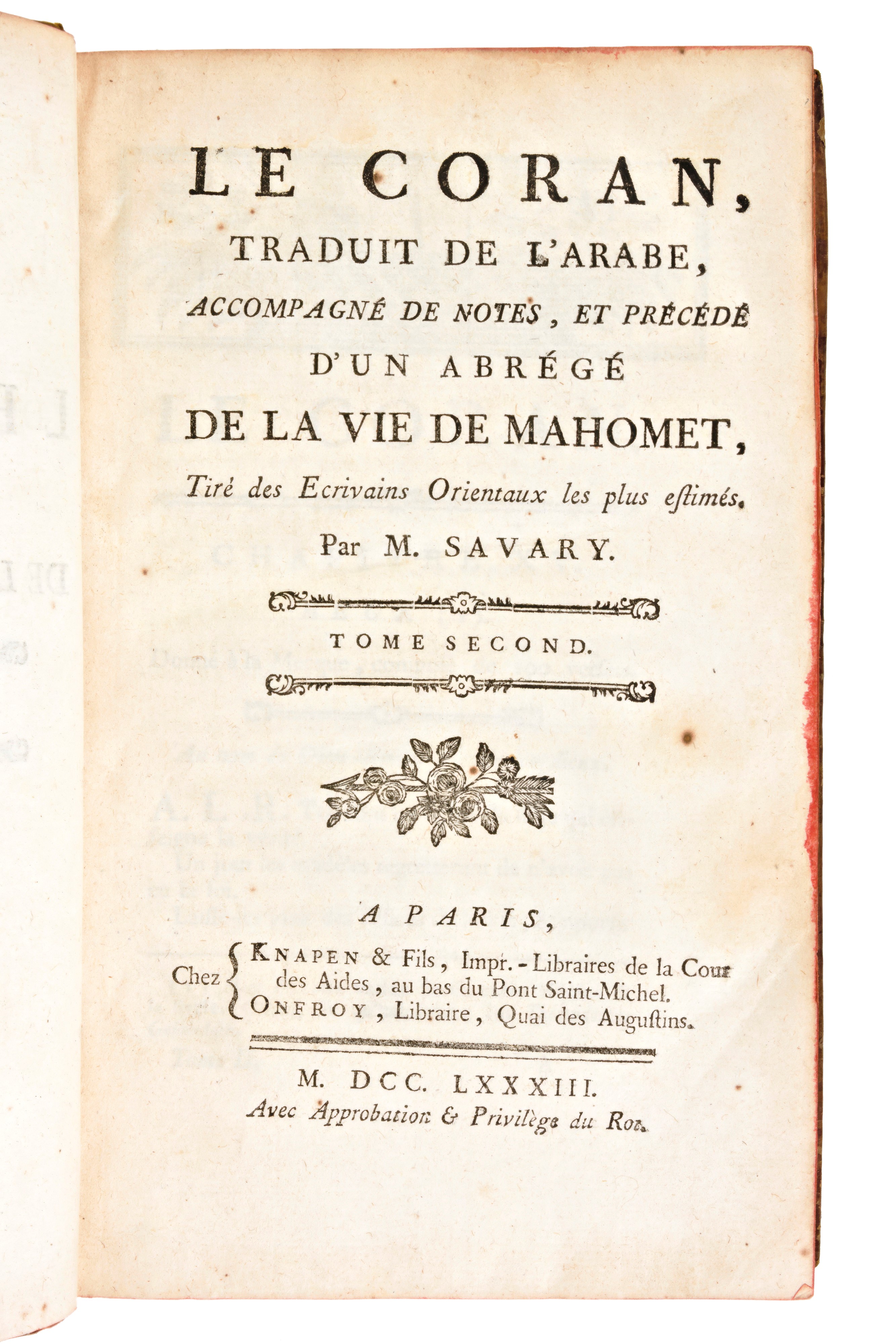 [corano/religione] le Coran, Traduit De L'arabe, Accompagné De Notes, Et préCéDé D'un Abrégé De l...