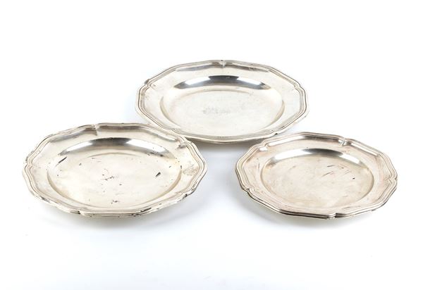 Five solid silver dishes