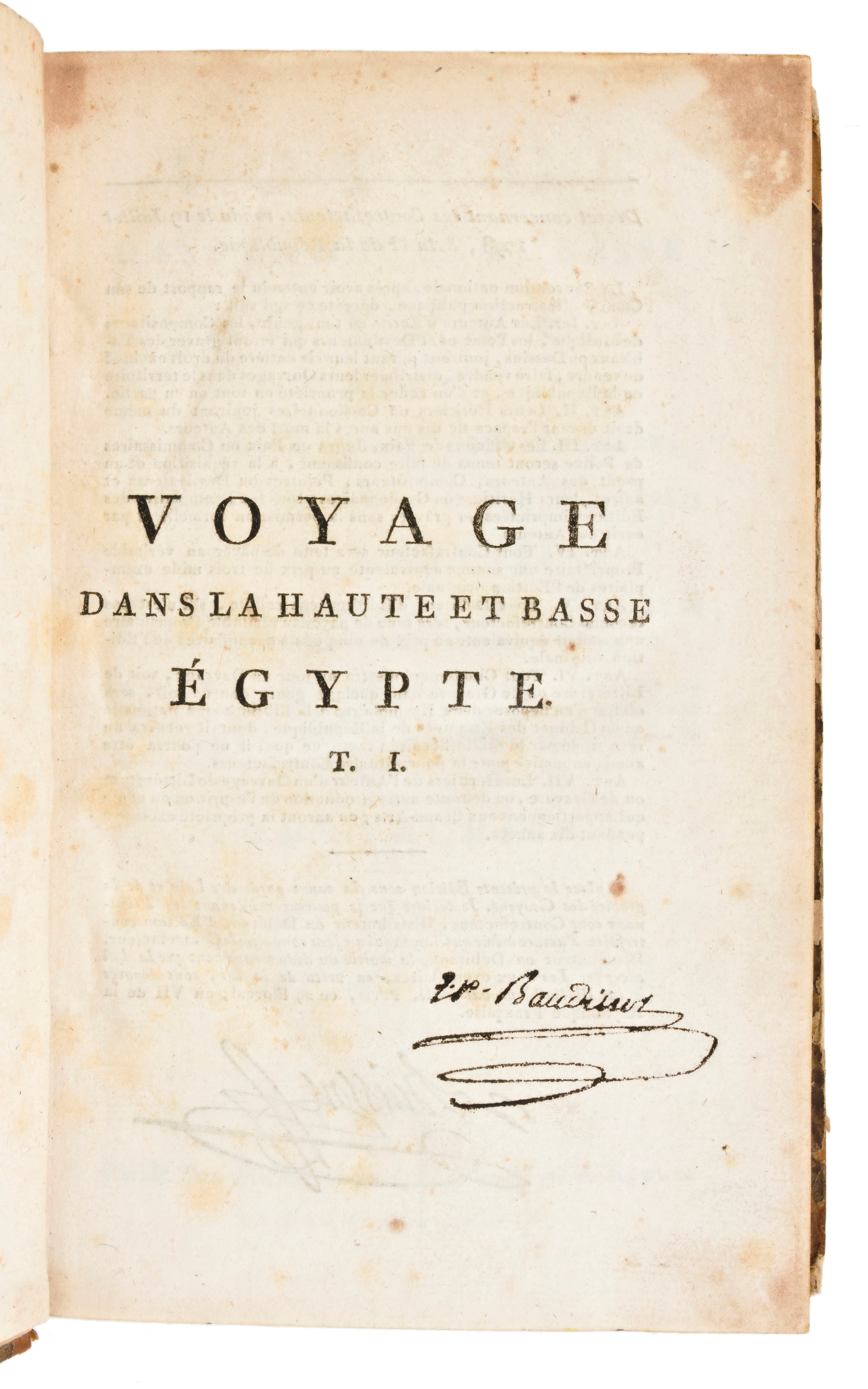 [viaggi/egitto] C.s. Sonnini: Voyage Dans la Haute Et Basse Egypte, ... a Paris, Chez F. Buisson ...