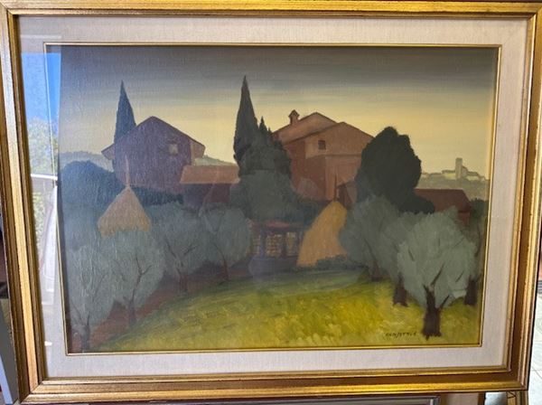 Landscape with architecture and trees