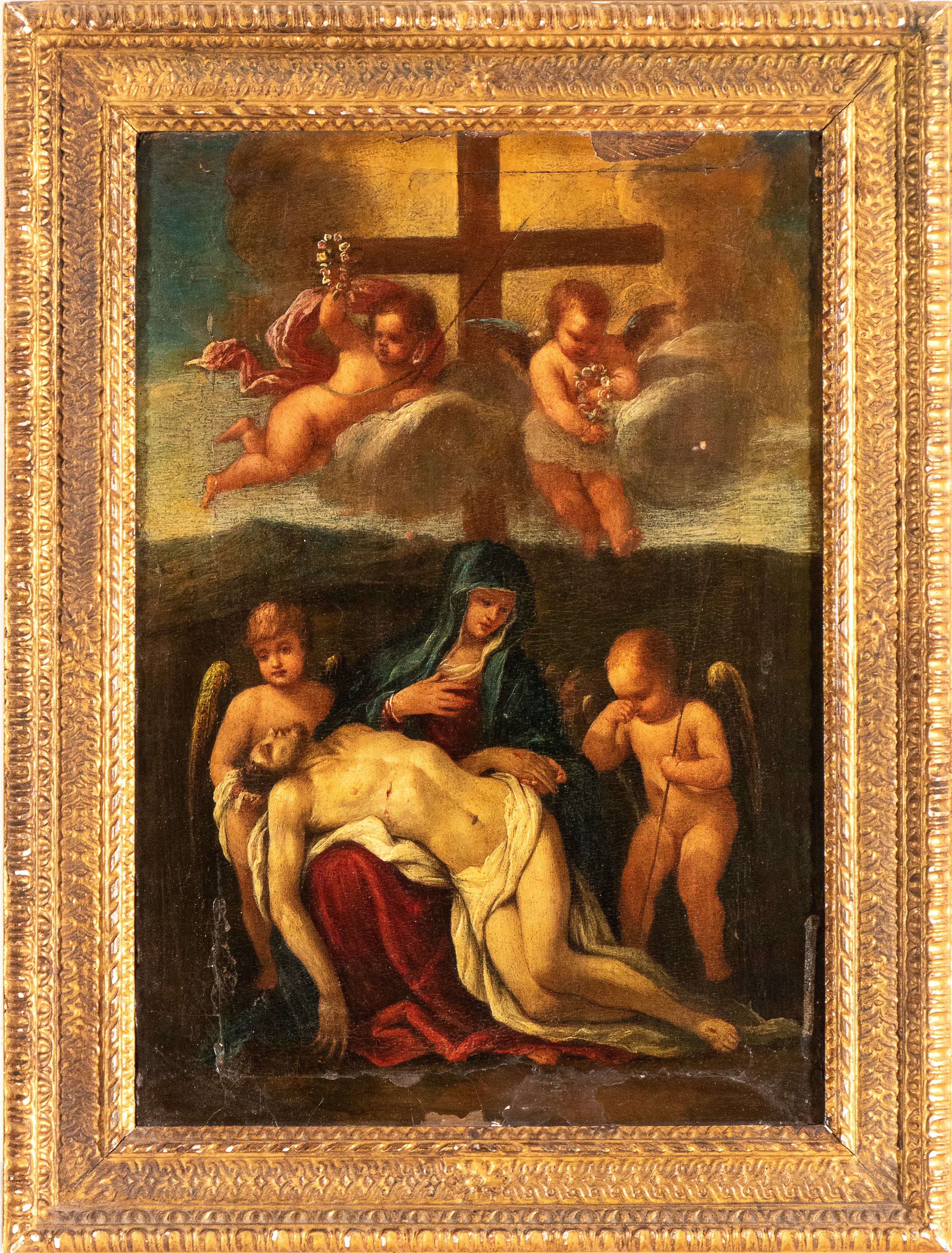 Artista Ferrarese, Fine XVI Inizio XVII Secolo - Pietà con Angeli