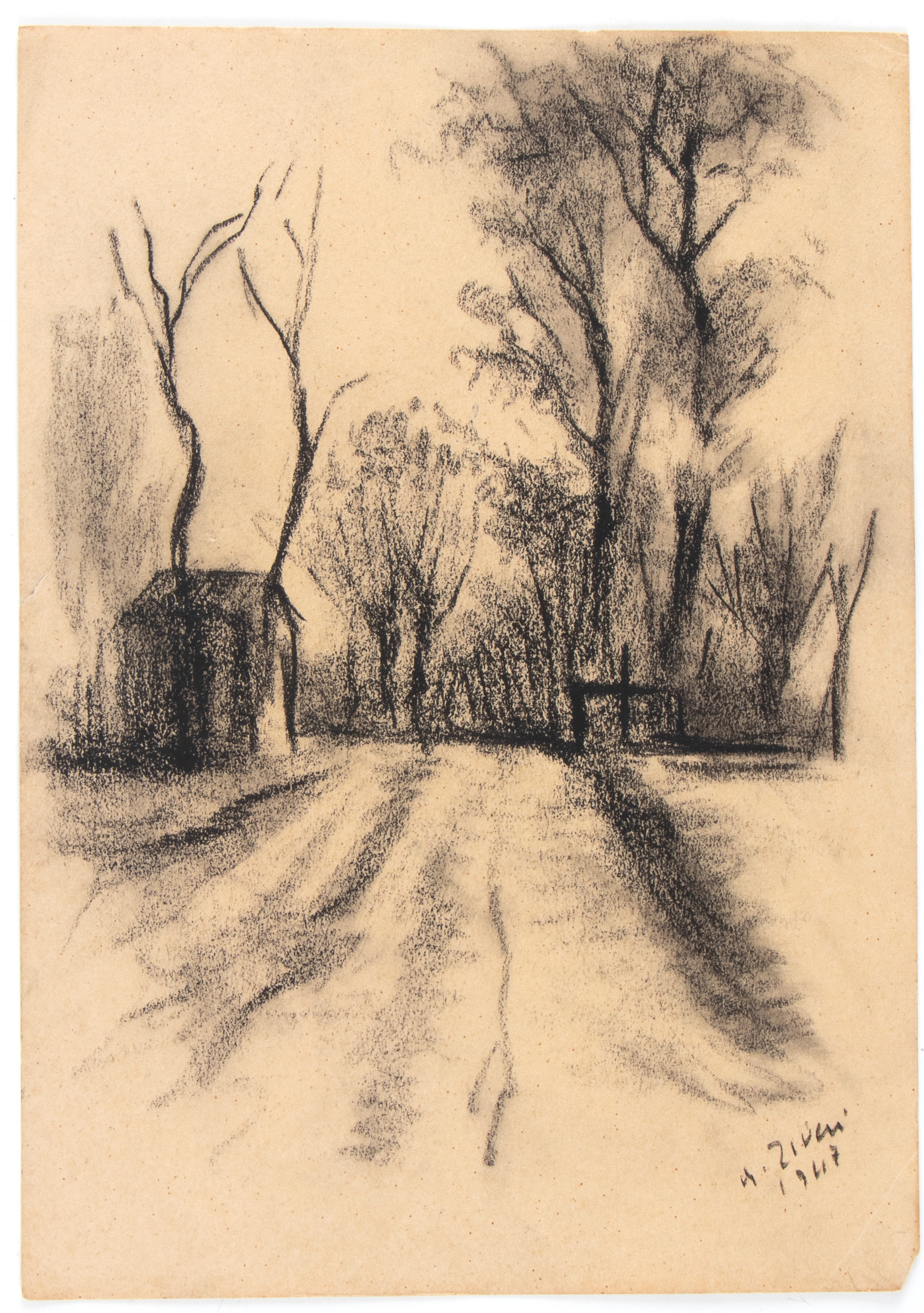 Alberto Ziveri - Lotto di Due Disegni di Paesaggio
