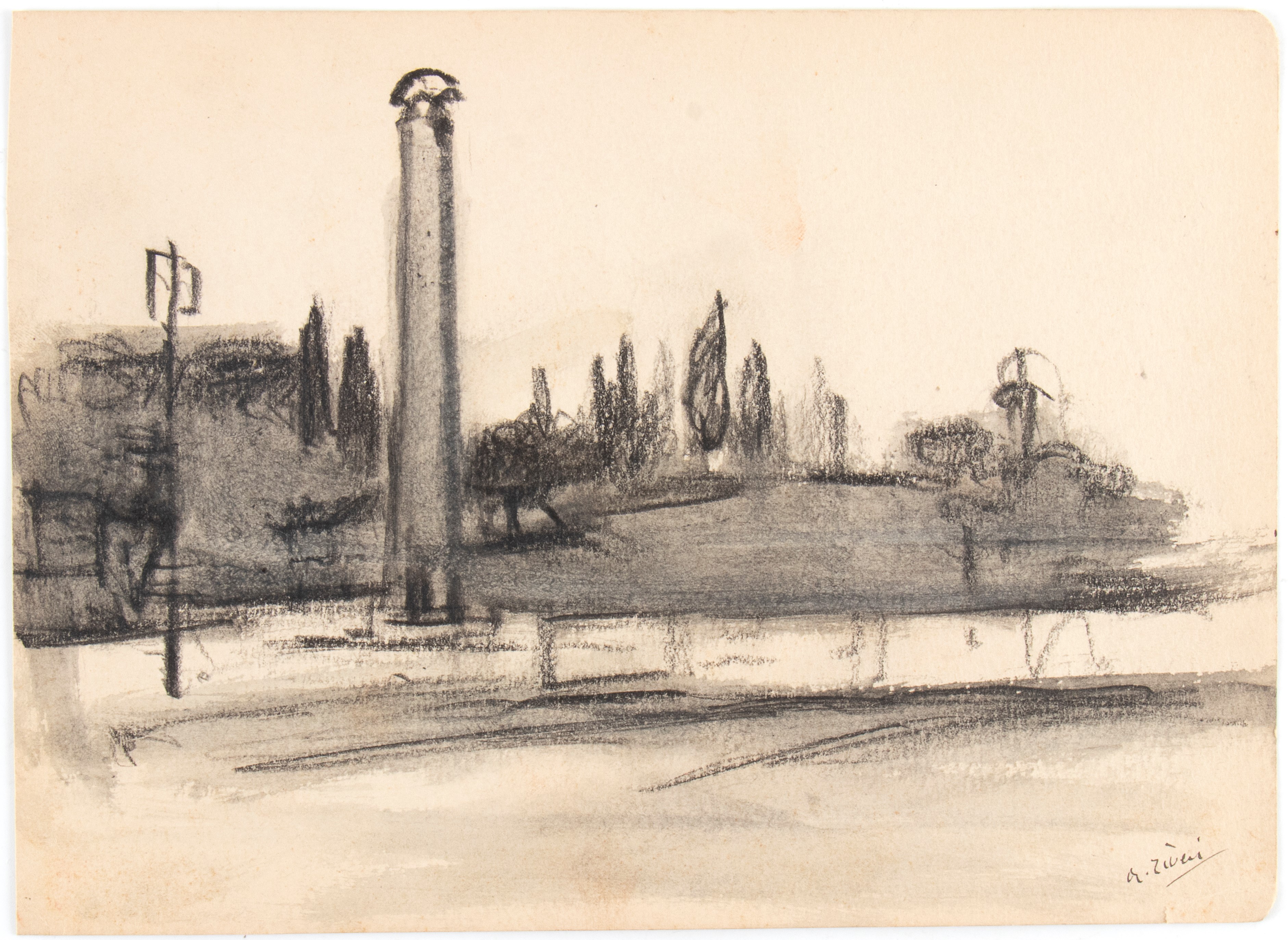 Alberto Ziveri - Lotto di Due Disegni di Paesaggio