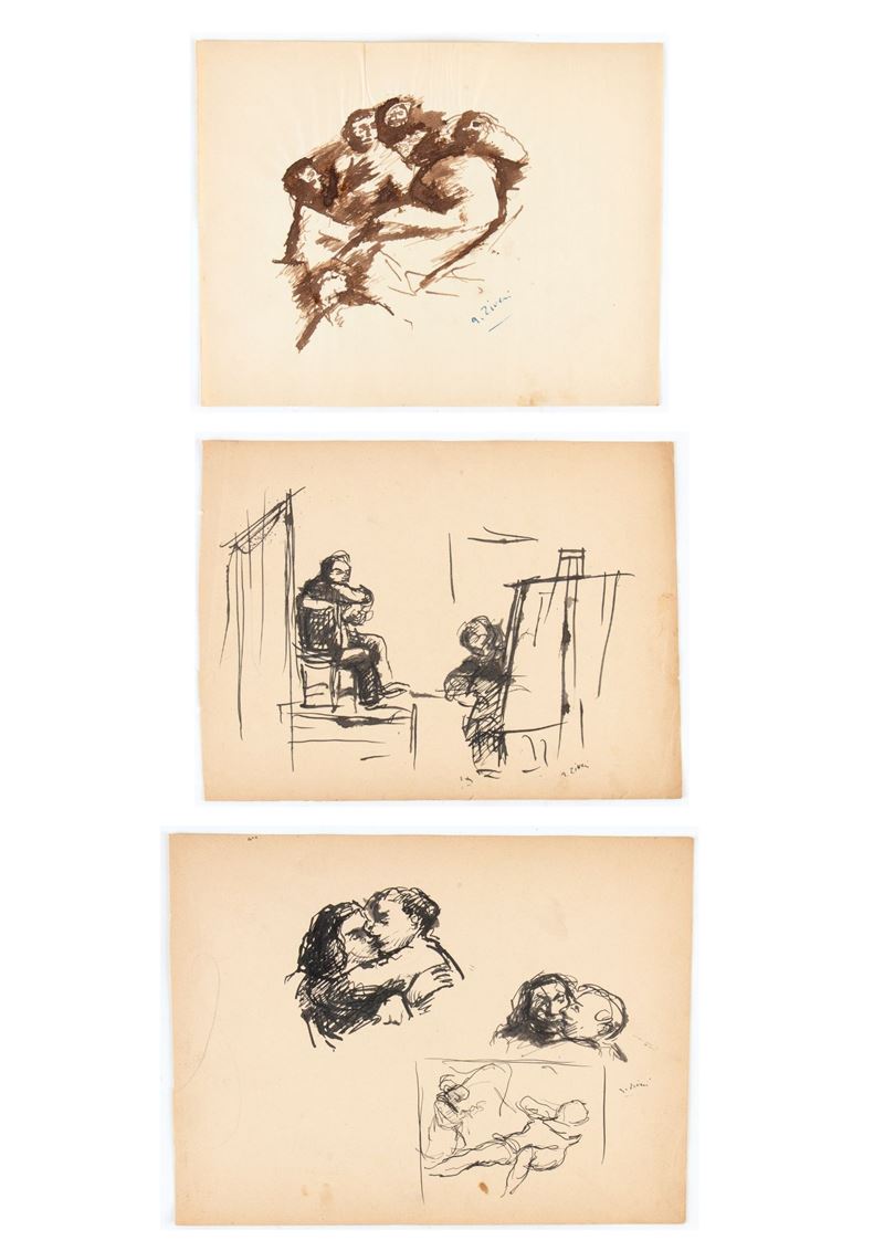 Alberto Ziveri - Lotto di Tre Scene di Genere