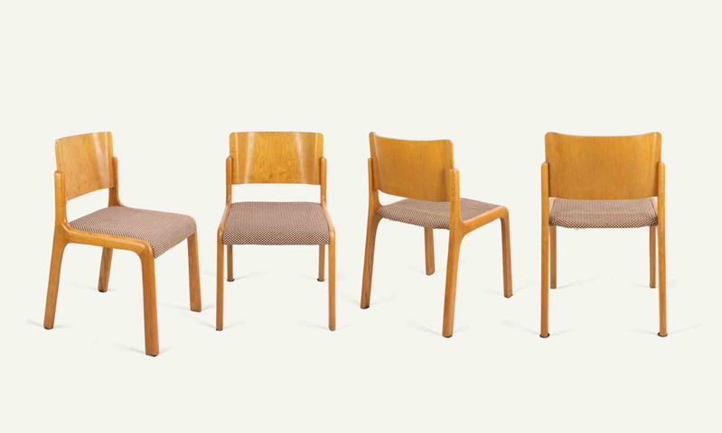 Set di 4 Sedie Vintage in Legno di Frassino