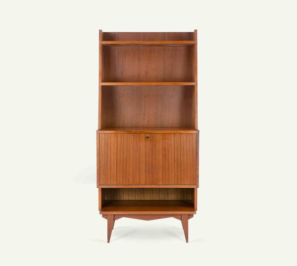 Vintage Bookcase with Flap Cabinet and Open Compartments  att. to Dassi Mobili Moderni  Vittorio Dassi