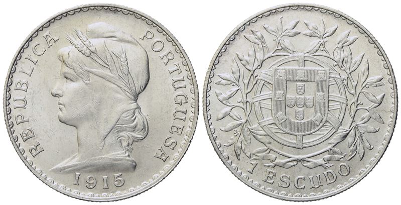 Portogallo. 1 Escudo 1915. Km 564; Ag; 25gr; 37mm