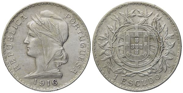 PORTOGALLO. Repubblica. Escudo 1916. Ag (25 g; 37 mm)  - Auction Modern Coins - Bertolami Fine Art - Casa d'Aste