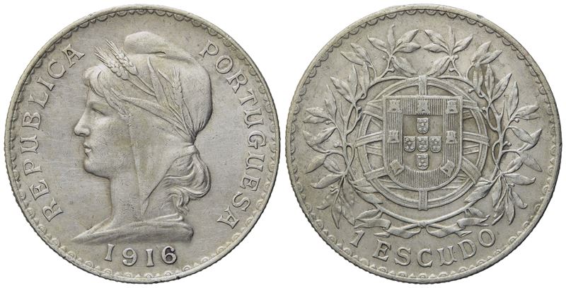 Portogallo. Repubblica. Escudo 1916. Ag (25 G; 37 MM)
