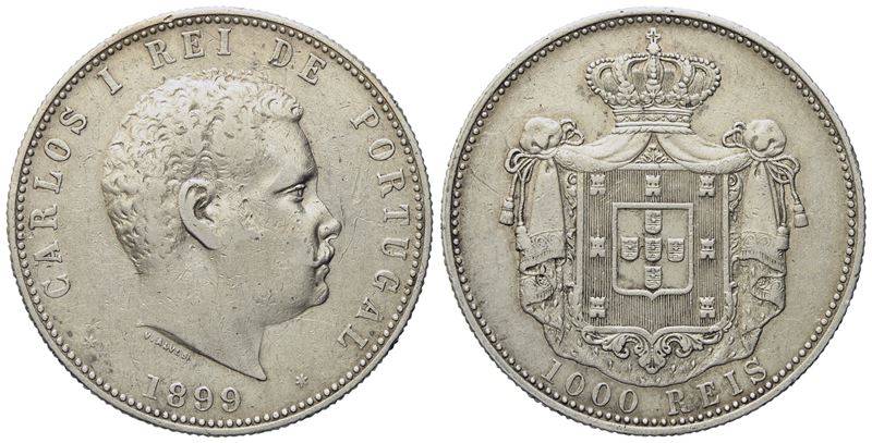 Portogallo. Carlo i (1889-1908). 1000 Reis 1899. Ag (25,07 G; 37 MM)