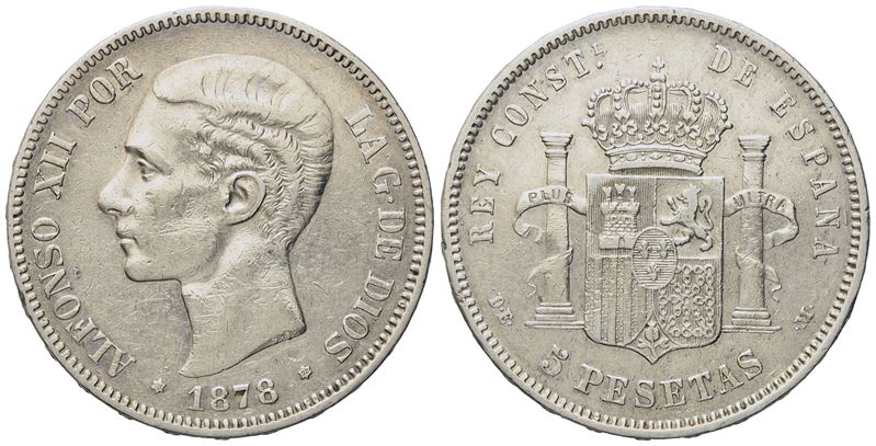 Spagna. Alfonso XII (1874-1889). 5 Pesetas 1878. Ag (25,04 G; 37 MM)