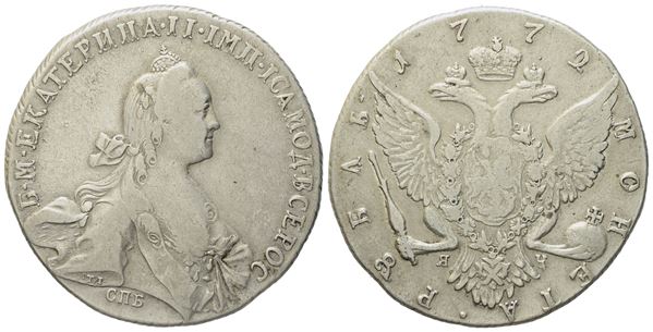 RUSSIA. San Pietroburgo. Caterina II (1762-1796). Rublo 1772. Ag (25,15 g; 37,5 mm)  - Auction Modern Coins - Bertolami Fine Art - Casa d'Aste