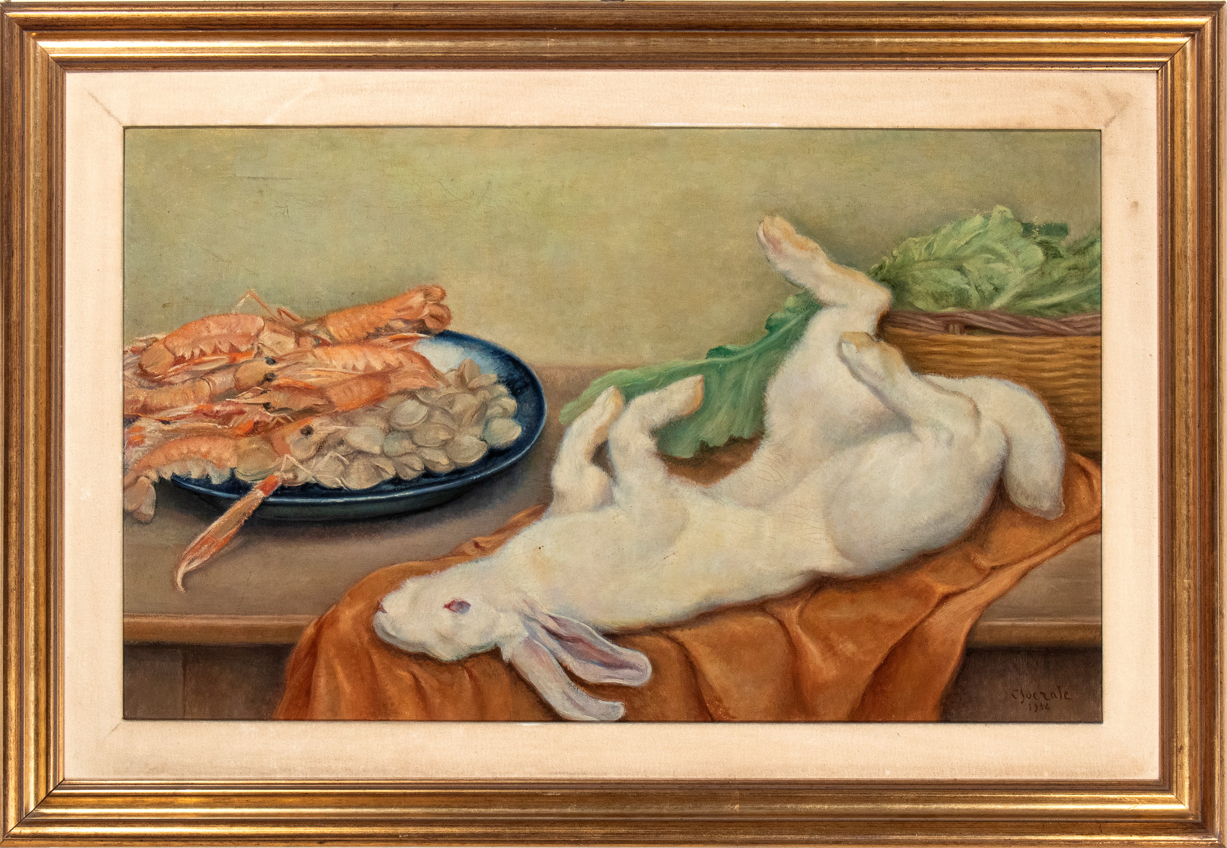 Carlo Socrate - Natura Morta con Lepre e Frutti di Mare