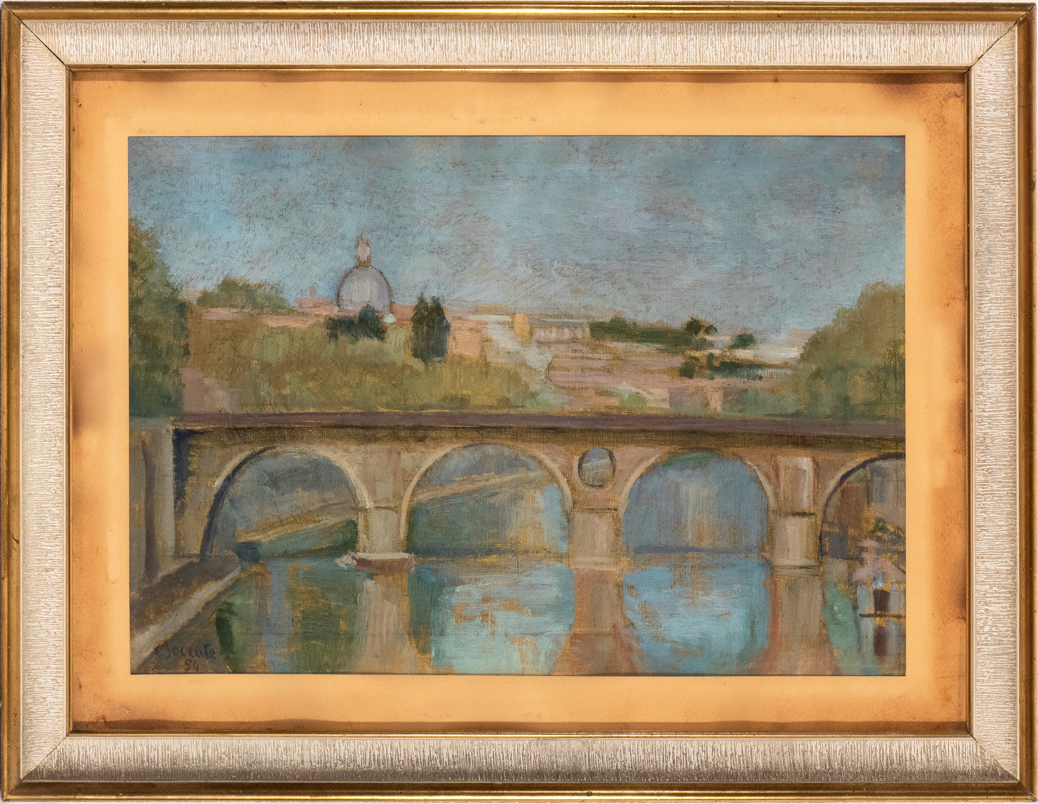 Carlo Socrate - Veduta di Ponte Sisto e della Cupola di San Pietro