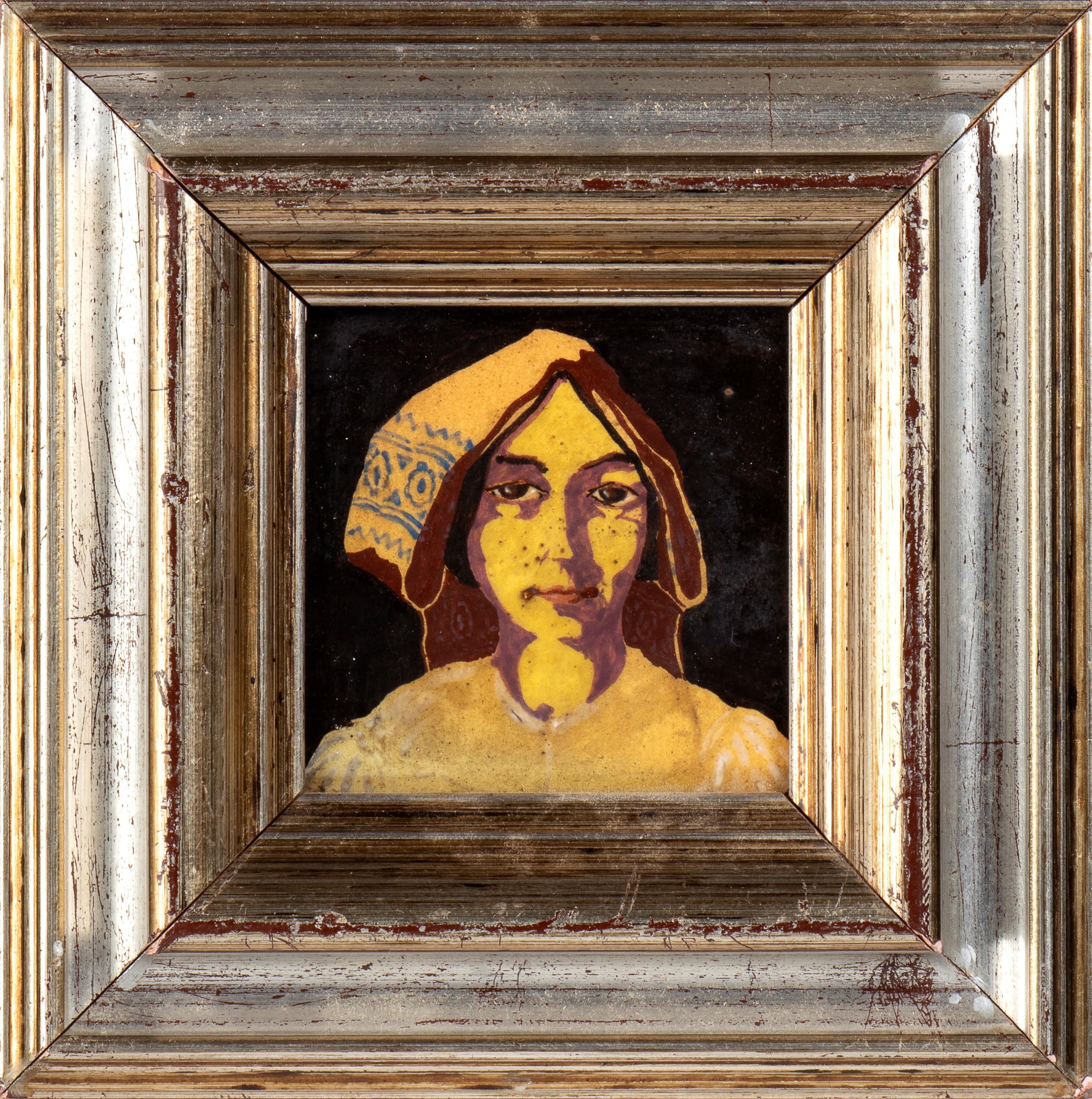 Enea Antonelli - Mattonella con Decorazione di Popolana in Costume