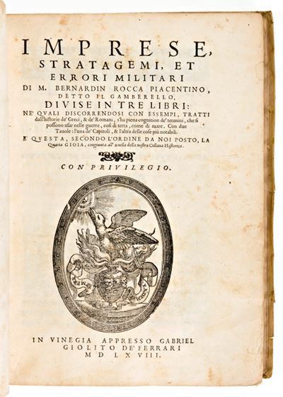 [storia/militaria] Rocca, Bernardino: Imprese, Stratagemi, Et Errori Militari. in Vinegia, Gabrie...