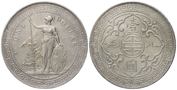 INGHILTERRA. Vittoria (1837-1901). Trade dollar 1897. Bombay. Ag (27 g; 38,5 mm)  - Asta Monete e medaglie medievali e moderne italiane ed estere - Bertolami Fine Art - Casa d'Aste