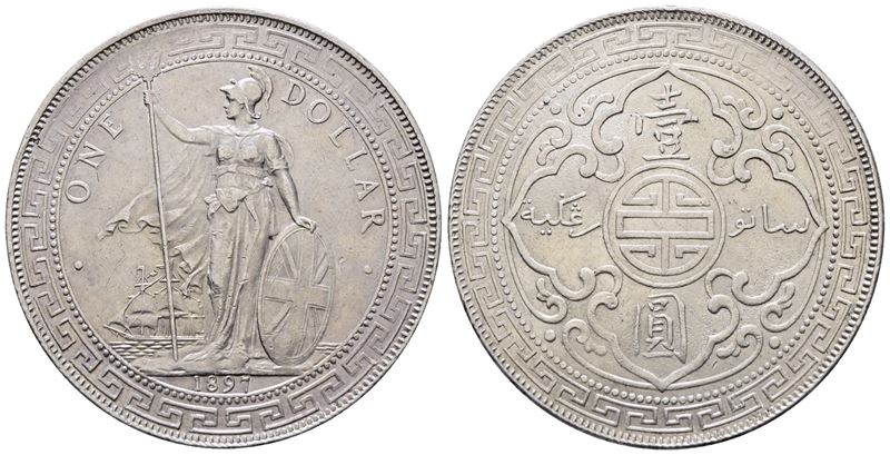 Inghilterra. Vittoria (1837-1901). Trade Dollar 1897. Bombay. Km T5; Ag; 27gr; 38,5mm