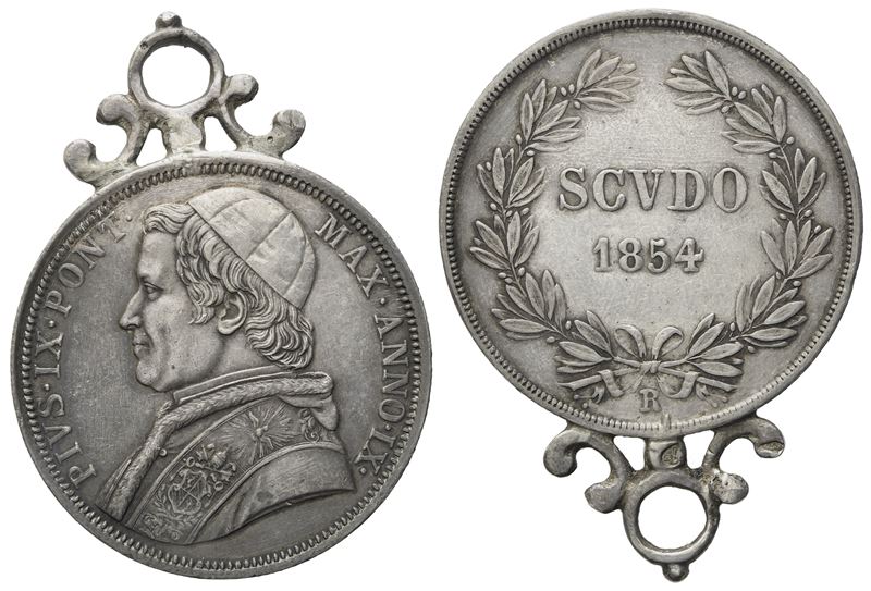 Stato Pontificio. Roma. Pio IX (1846-1870). Scudo 1854, Anno IX. Ag (28,50 G; 37,3 MM)
