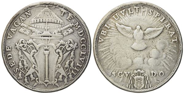 STATO PONTIFICIO. Roma. Sede vacante (1758). Scudo 1758. Ag (27,50 g; 40,4 mm)  - Asta Monete e medaglie medievali e moderne italiane ed estere - Bertolami Fine Art - Casa d'Aste