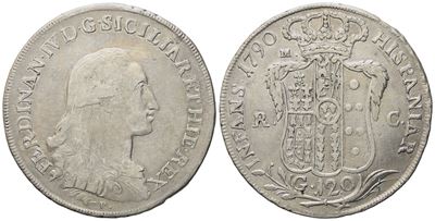 Napoli. Regno di Napoli. Ferdinando IV di Borbone (1759-1799, i Per.). Piastra da 120 Grana 1790 ...