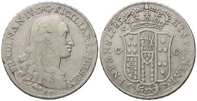 Napoli. Regno di Napoli Ferdinando IV di Borbone (1759-1799, i Per.). Piastra da 120 Grana 1785. ...