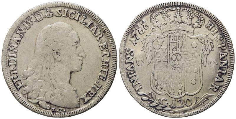 Napoli. Regno di Napoli. Ferdinando IV di Borbone (1759-1799, i Per.). Piastra da 120 Grana 1788 ...