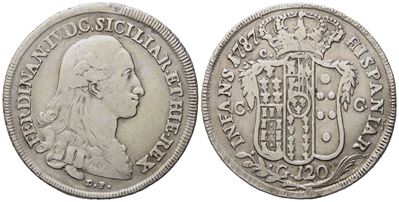 Napoli. Regno di Napoli. Ferdinando IV di Borbone (1759-1799, i Per.). Piastra da 120 Grana 1787 ...