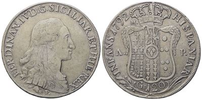 Napoli. Regno di Napoli. Ferdinando IV di Borbone (1759-1799, i Per.). Piastra da 120 Grana 1792....