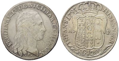 Napoli. Regno di Napoli. Ferdinando IV di Borbone (1759-1799, i Per.). Piastra da 120 Grana 1795....