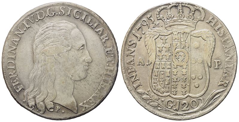 Napoli. Regno di Napoli. Ferdinando IV di Borbone (1759-1799, i Per.). Piastra da 120 Grana 1795....