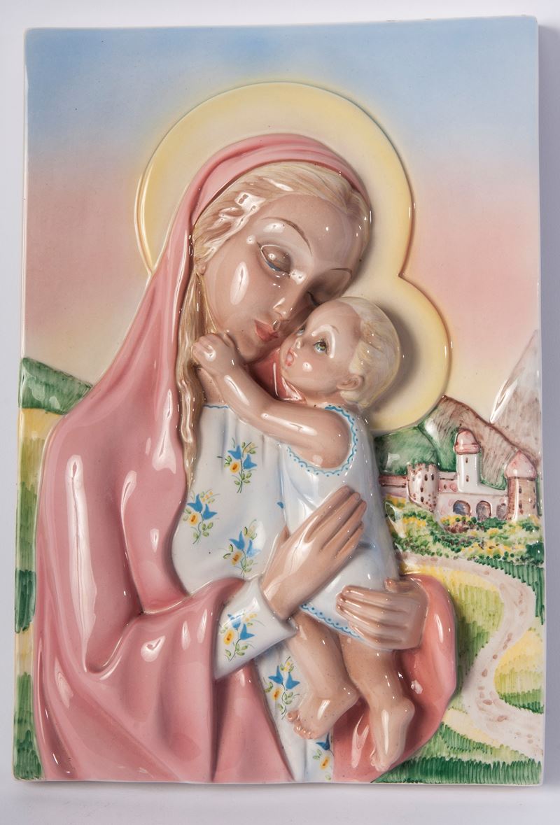 Madonna col Bambino, piastra a rilievo
