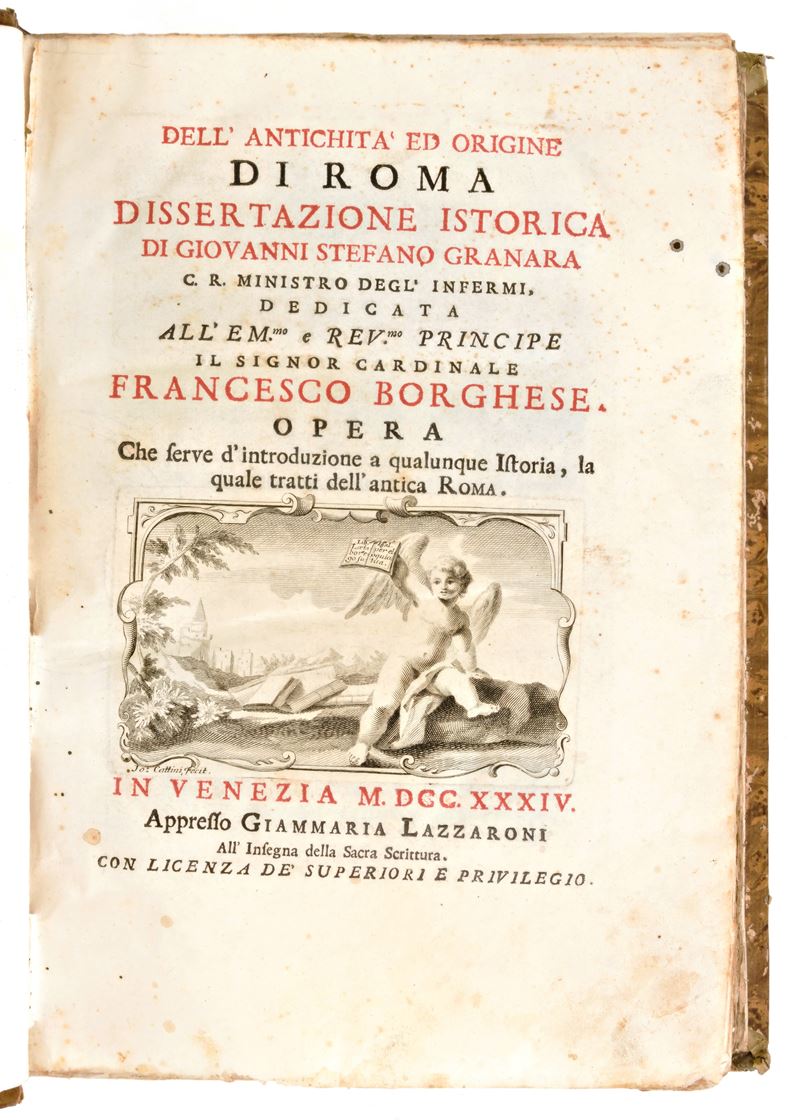 Granara, Giovanni Stefano : Dell'antichità ed Origine di Roma Dissertazione Istorica... Venezia, ...