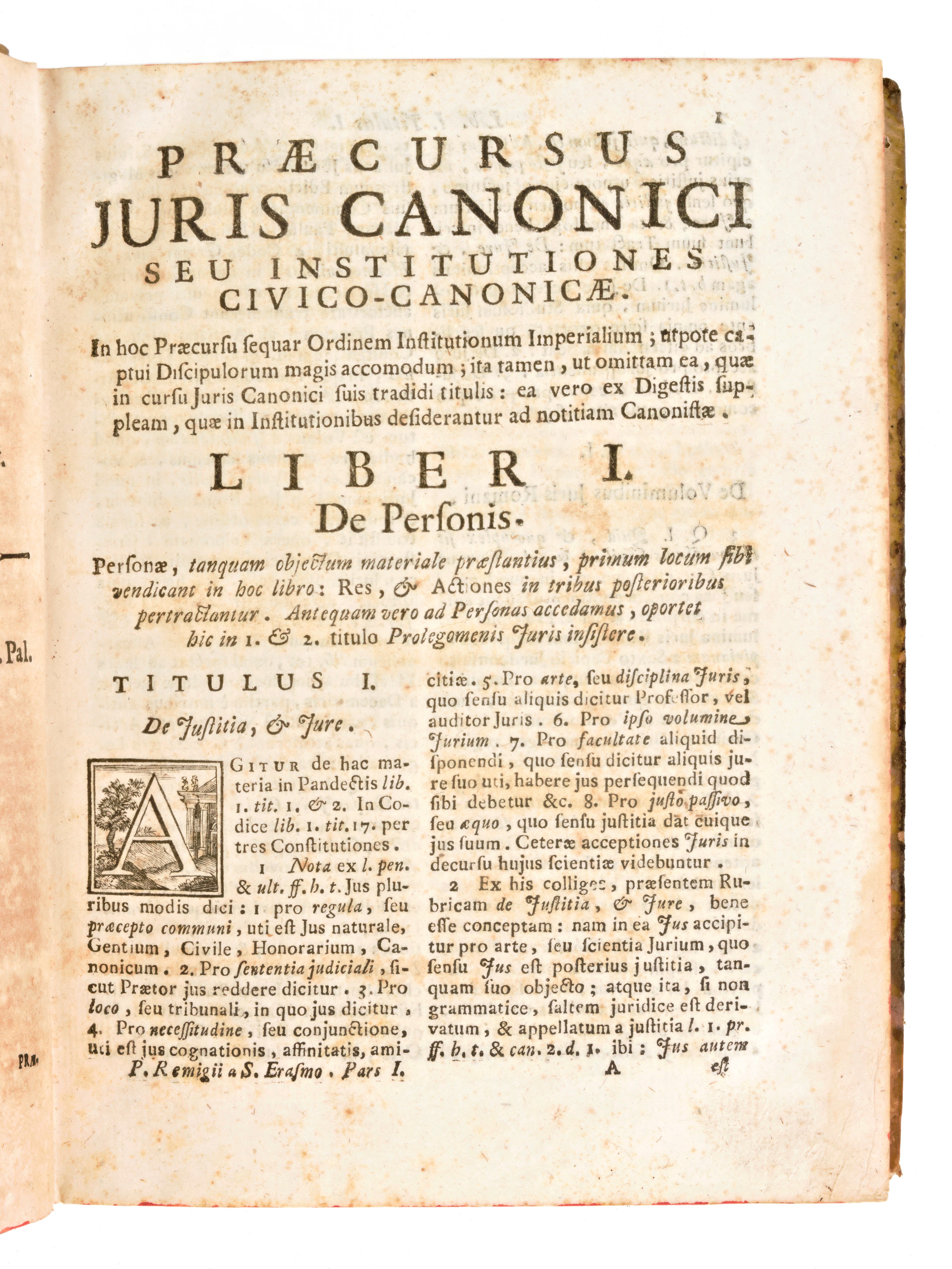 [diritto Canonico] Maschat, Remigius & Giraldi, Ubaldo : Institutiones Canonicae. Roma 1757, per ...